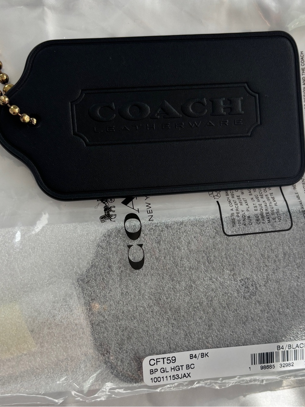 NWT Coach oversized hangtag bag charm black CFT59